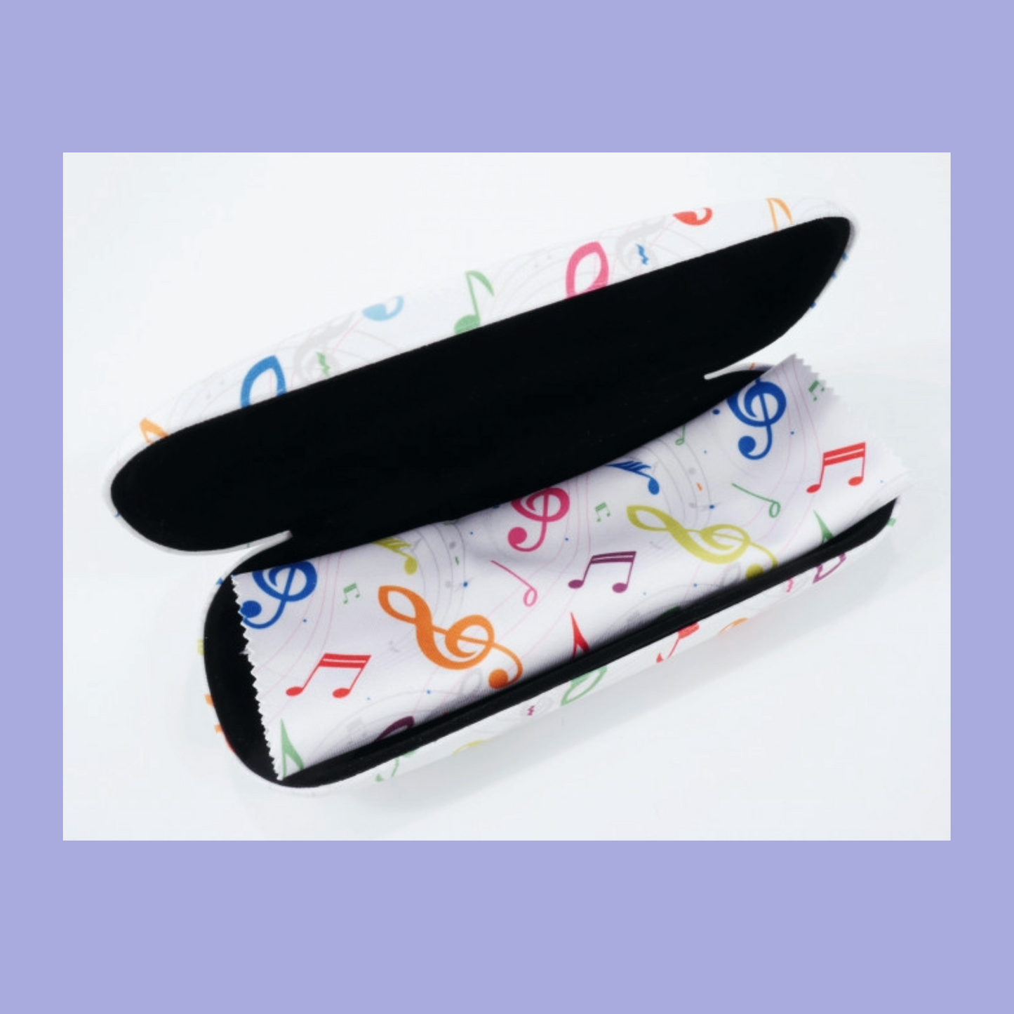 Glasses Case with Colourful Notes and Clefs with Matching Microfibre Cloth
