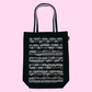 Black Canvas Sheet Music City Shopper Tote Bag with Striped Handles