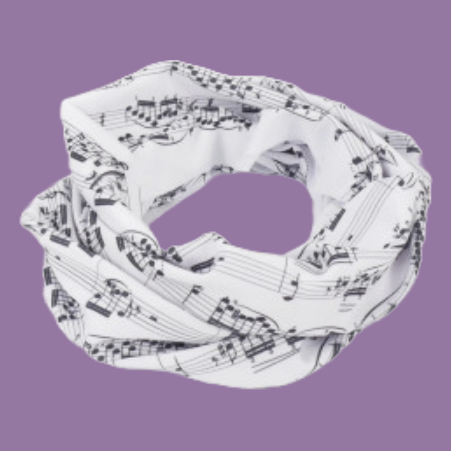 Loop Scarf White with Black Manuscript Design