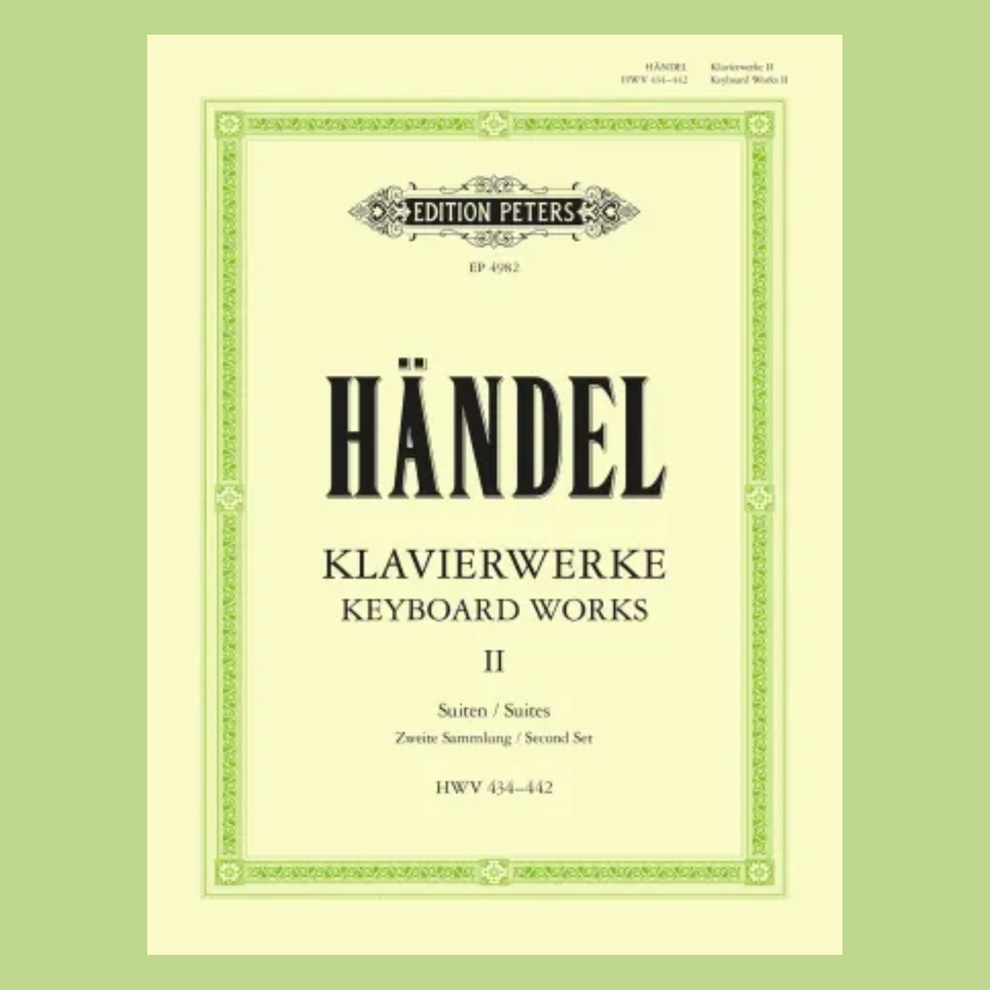 Handel - Keyboard Works Volume 2 - Suites 9 HWC 434-442 Urtext Book