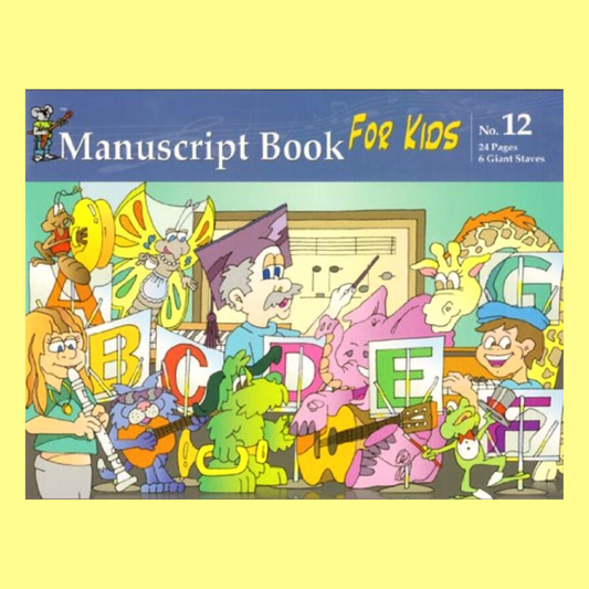 Progressive Manuscript for Kids Book 12 (24-Pages / 6 Giant Staves)