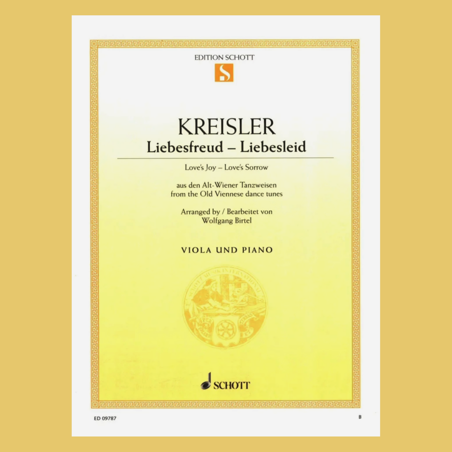 Kreisler - Liebesfreud Viola with Piano Accompaniment Book