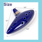 Ceramic 12 Hole Ocean Blue Ocarina with Display Stand, Bag and Songbook