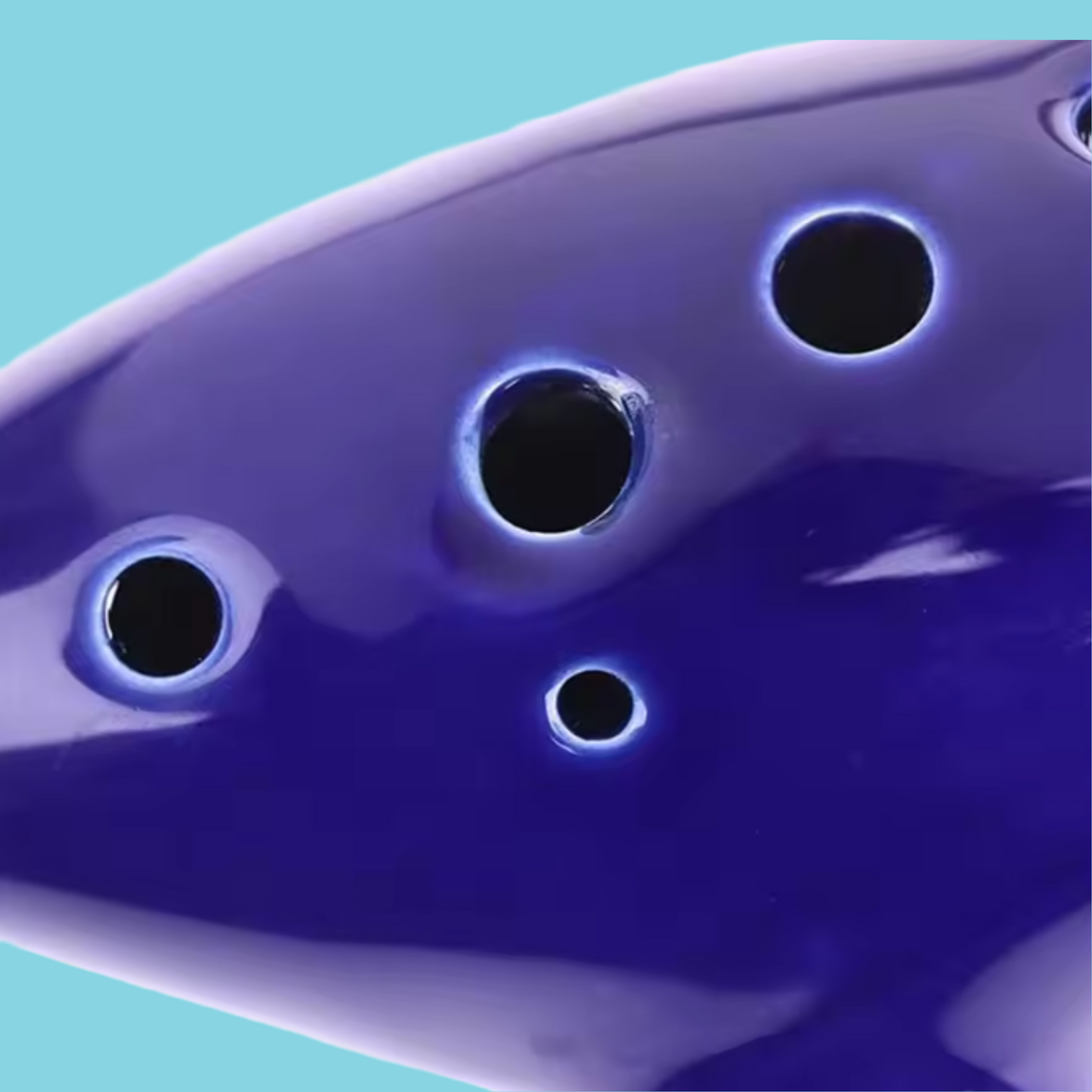 Ceramic 12 Hole Ocean Blue Ocarina with Display Stand, Bag and Songbook