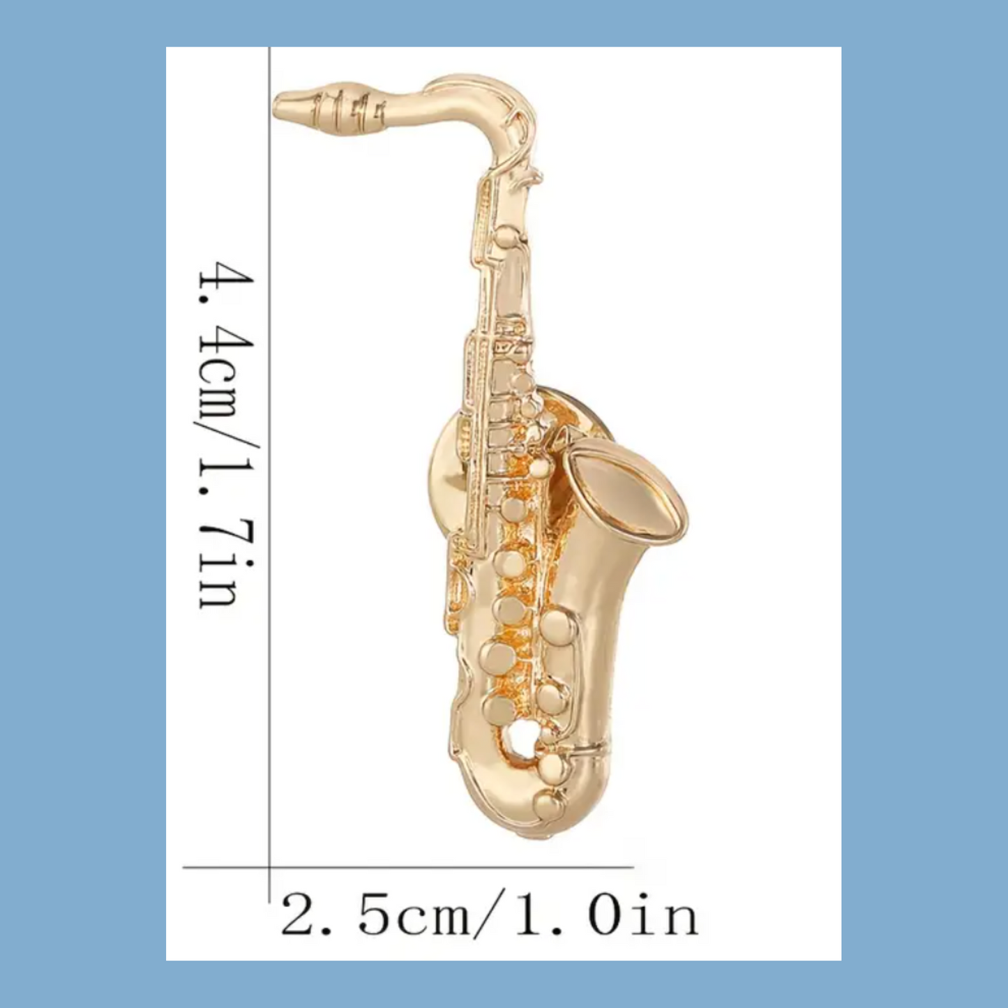 Gold Alto Saxophone Pin (4.4cm x 2.5cm)