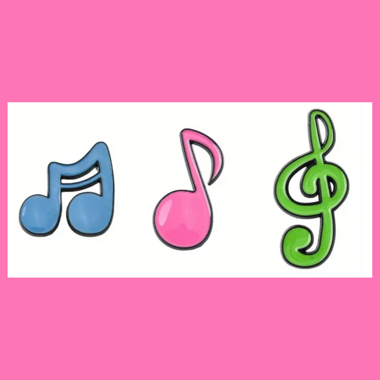 Colourful Treble Clef and Notes - Enamel Pin Set (3 x Pins)