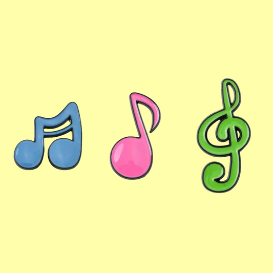 Colourful Treble Clef and Notes - Enamel Pin Set (3 x Pins)
