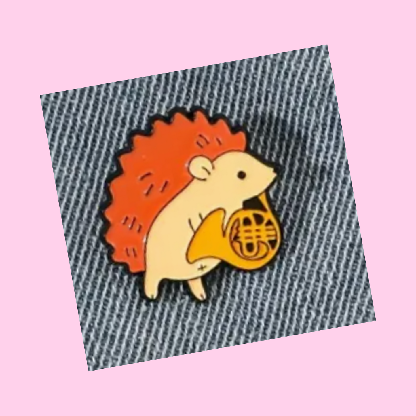 Hedgehog French Horn - Enamel Pin