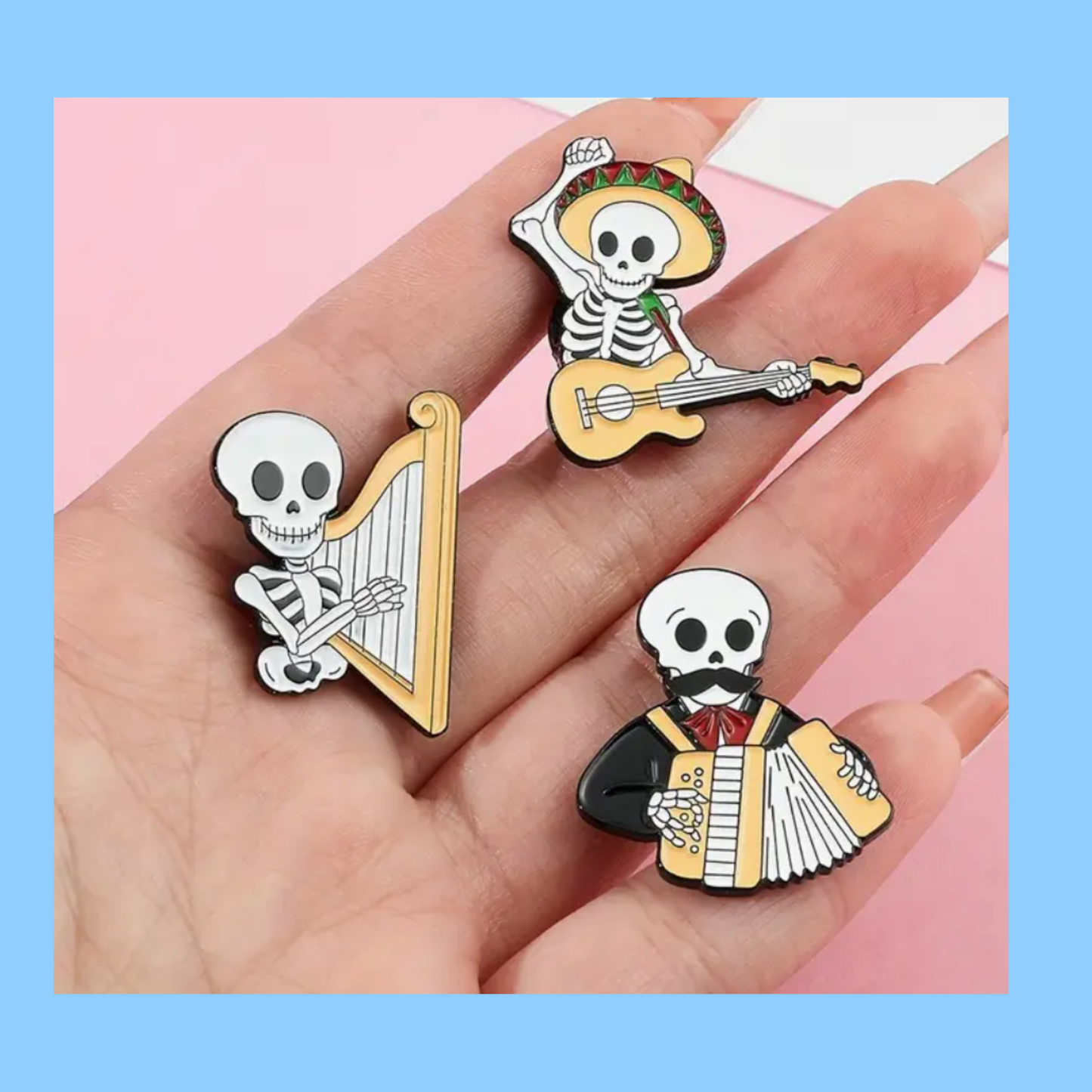 Mariachi Skeleton Band - Enamel Pin Set (5 pins)