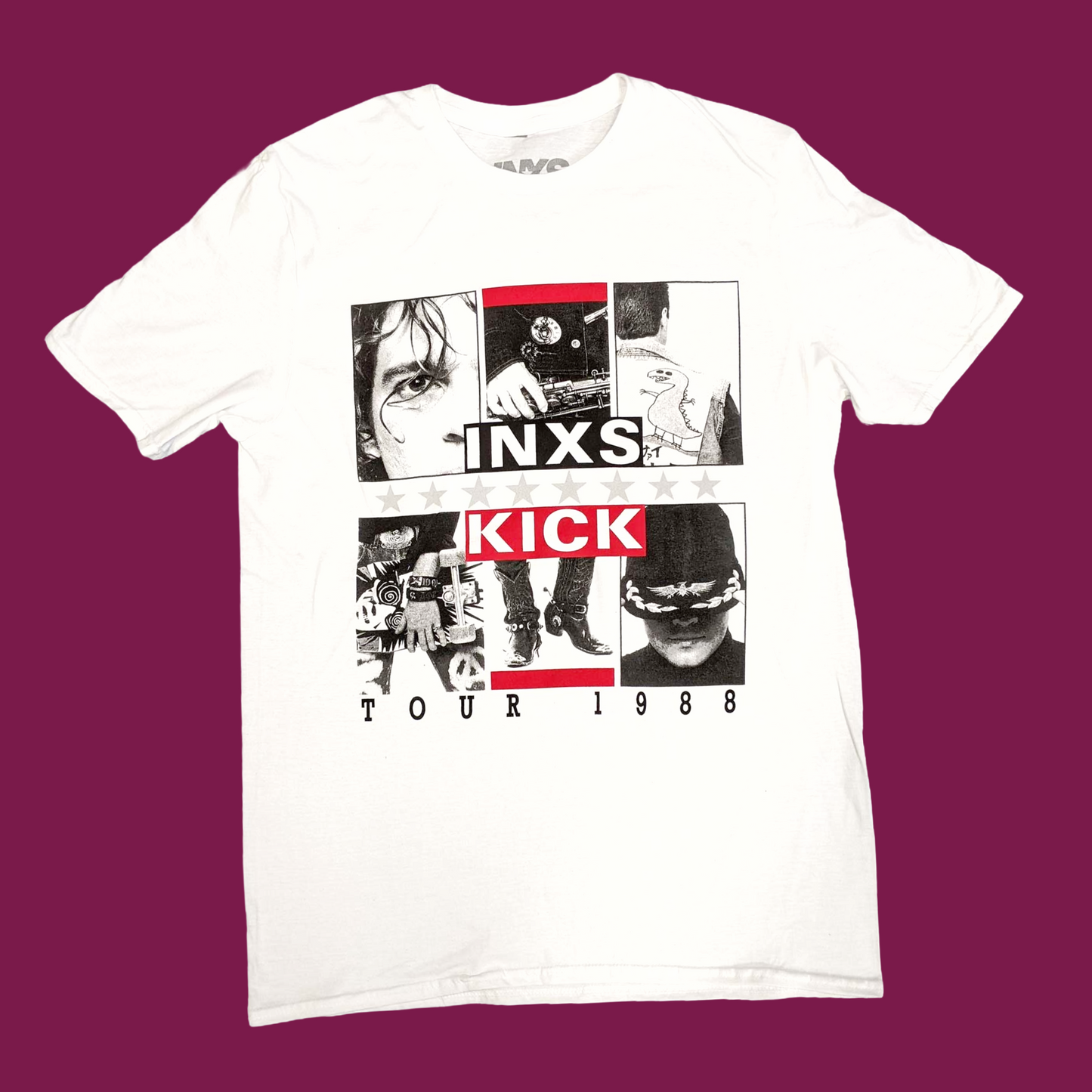 INXS Kick Tour 1988 White Shirt (Small - XXL) - 100% Cotton