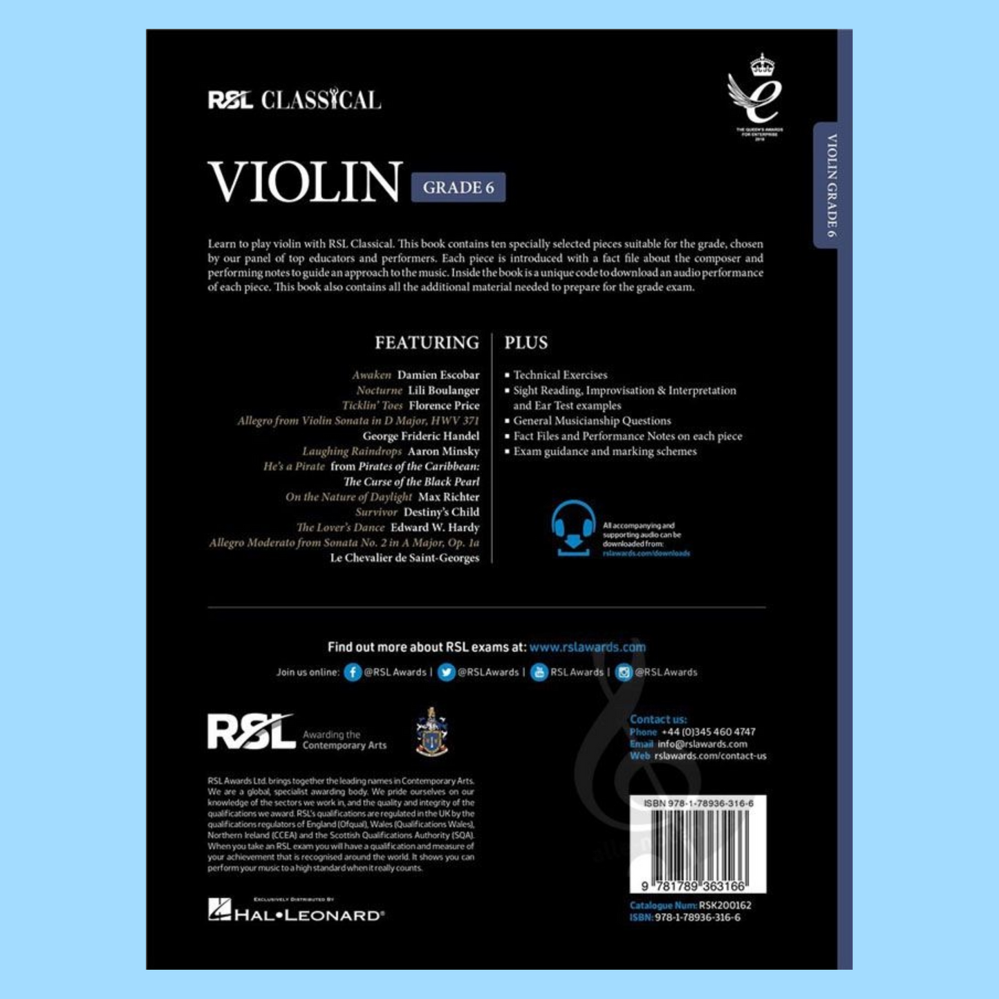 RSL Classical Violin Grade 6 Book (2021+)
