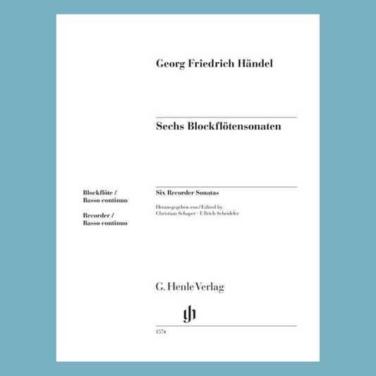 George Frideric Handel - 6 Recorder Sonatas Recorder/Basso Continuo Book