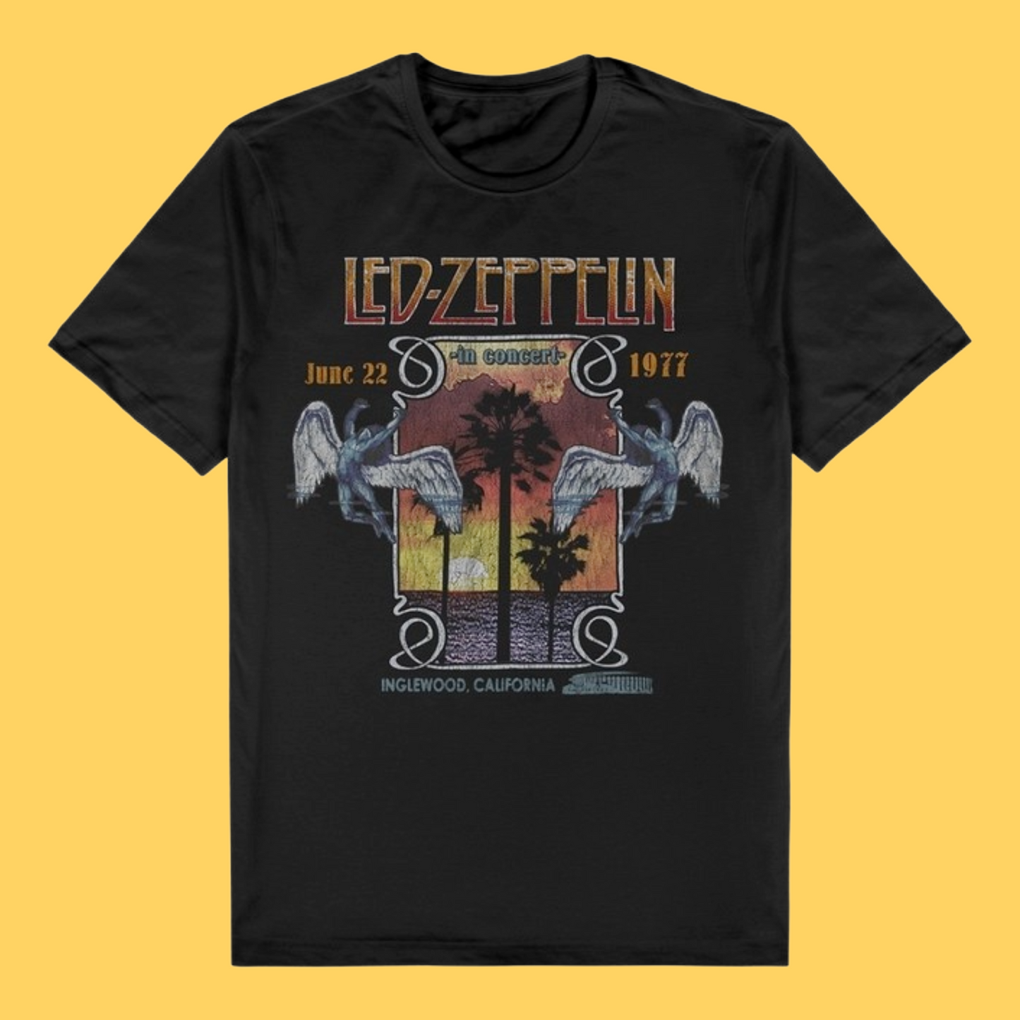 Led Zeppelin Concert Black T-Shirt with Front Print - (Sml - XXL) 100% Cotton