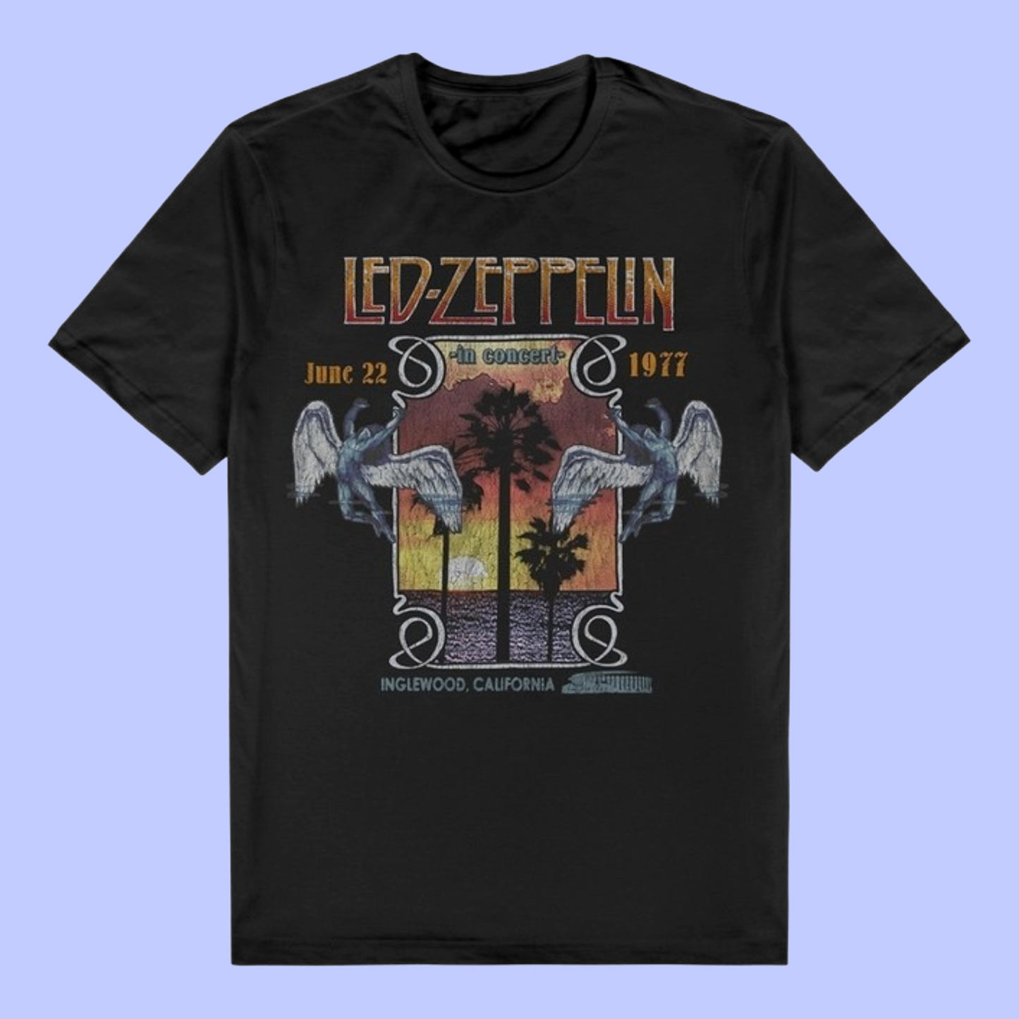Led Zeppelin Concert Black T-Shirt with Front Print - (Sml - XXL) 100% Cotton