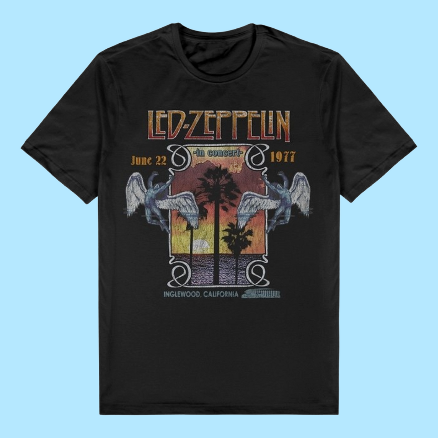 Led Zeppelin Concert Black T-Shirt with Front Print - (Sml - XXL) 100% Cotton