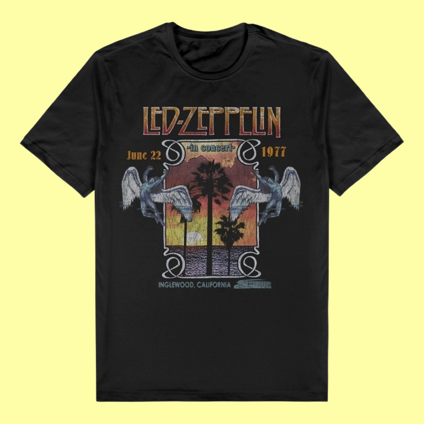 Led Zeppelin Concert Black T-Shirt with Front Print - (Sml - XXL) 100% Cotton