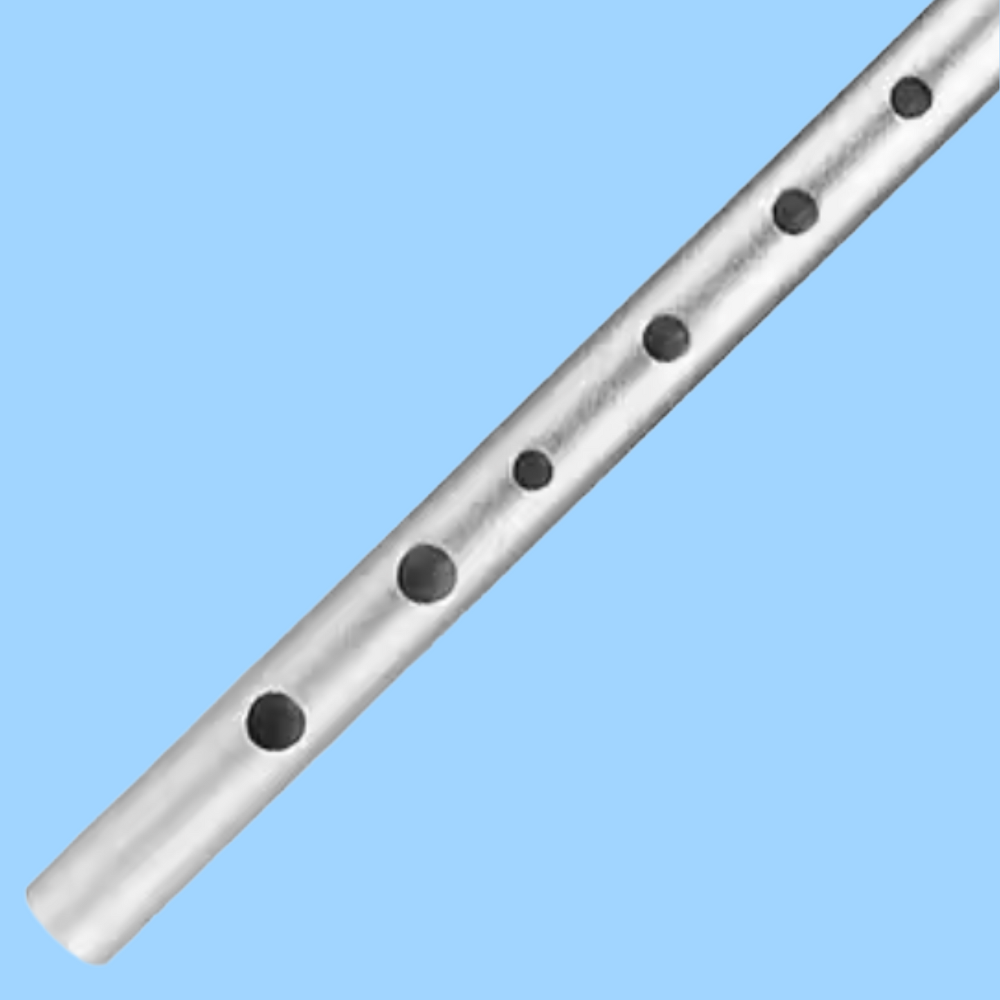 Irish Tin Whistle in Silver - 6 Hole - Key of C with Case and Anti-Dust Bag