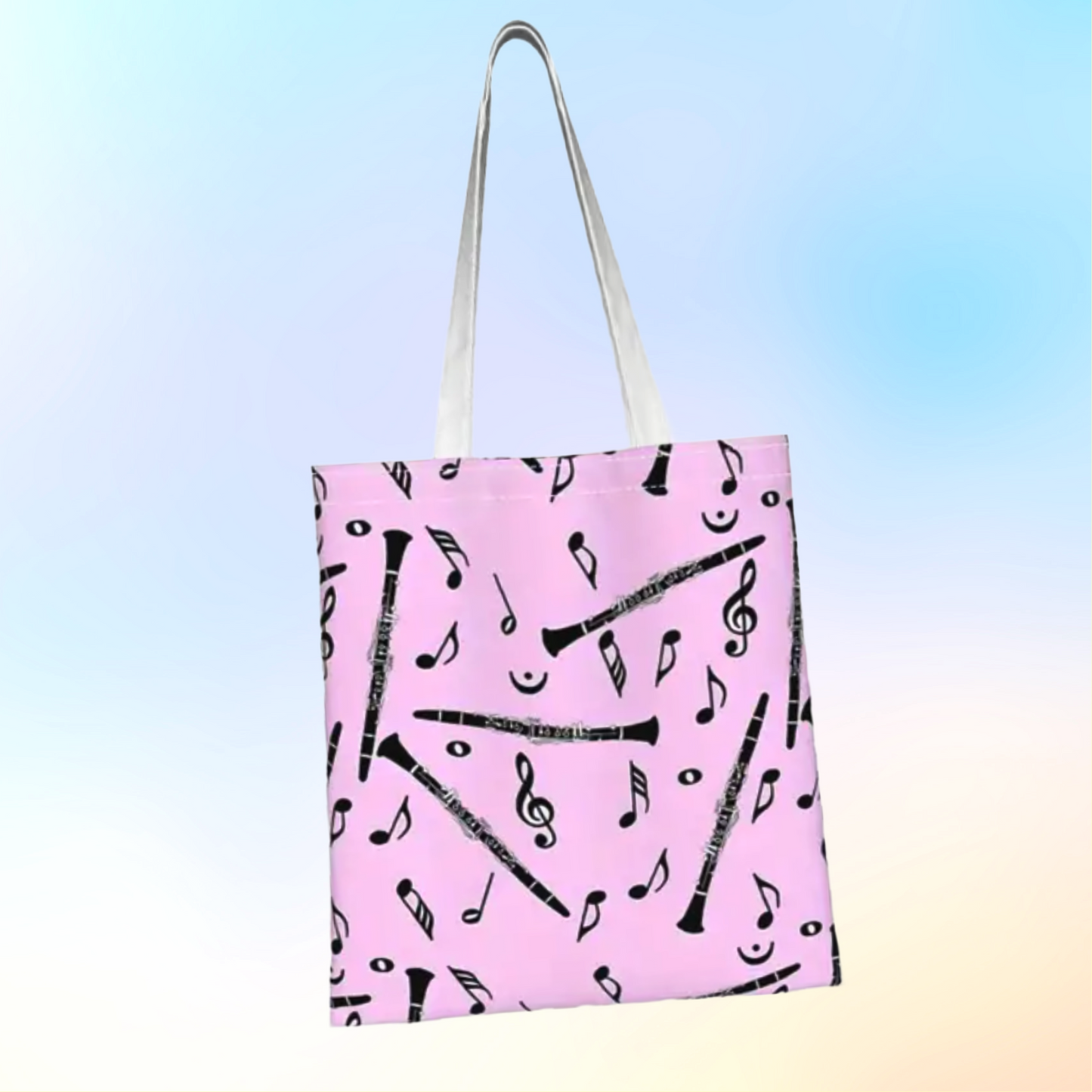 Pink Clarinet Cotton Tote Music Bag (38cm x 34cm)