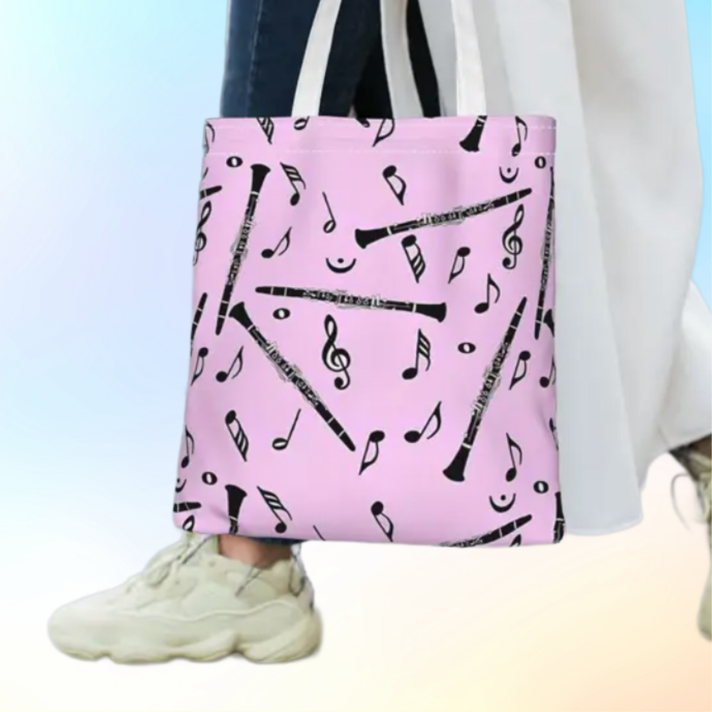 Pink Clarinet Cotton Tote Music Bag (38cm x 34cm)