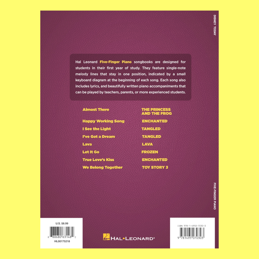 Disney Today Five Finger Piano Book