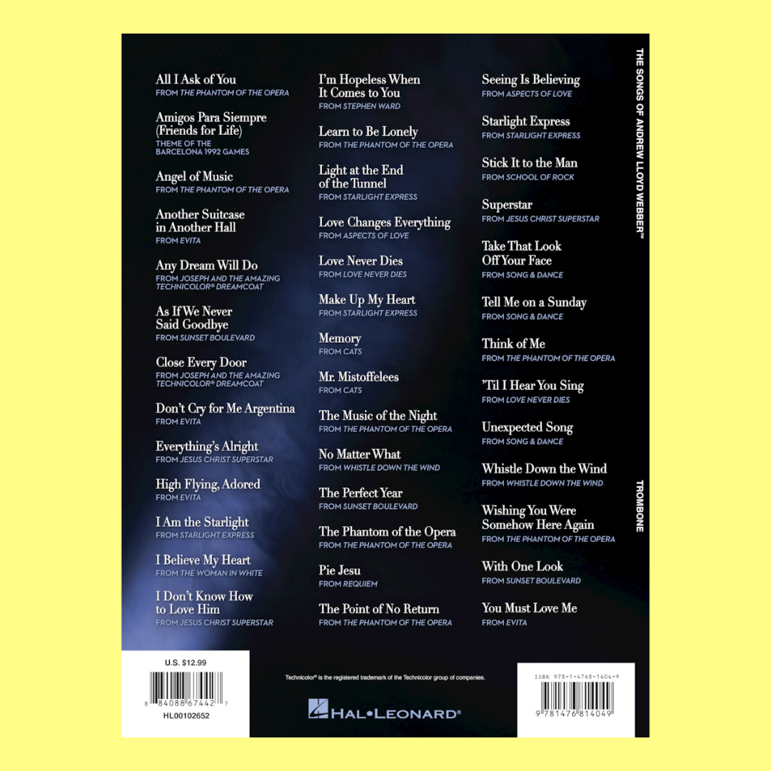 The Songs Of Andrew Lloyd Webber Trombone Book