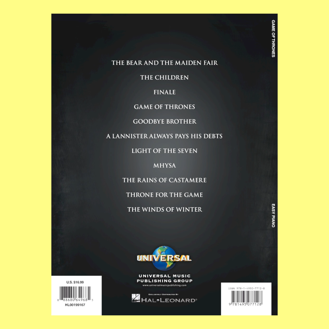 Game Of Thrones Easy Piano Songbook