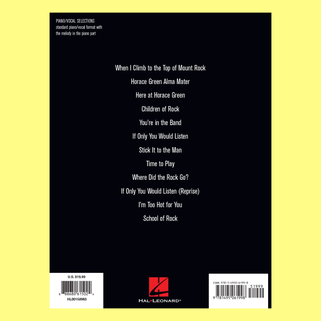 School Of Rock The Musical Vocal Selections