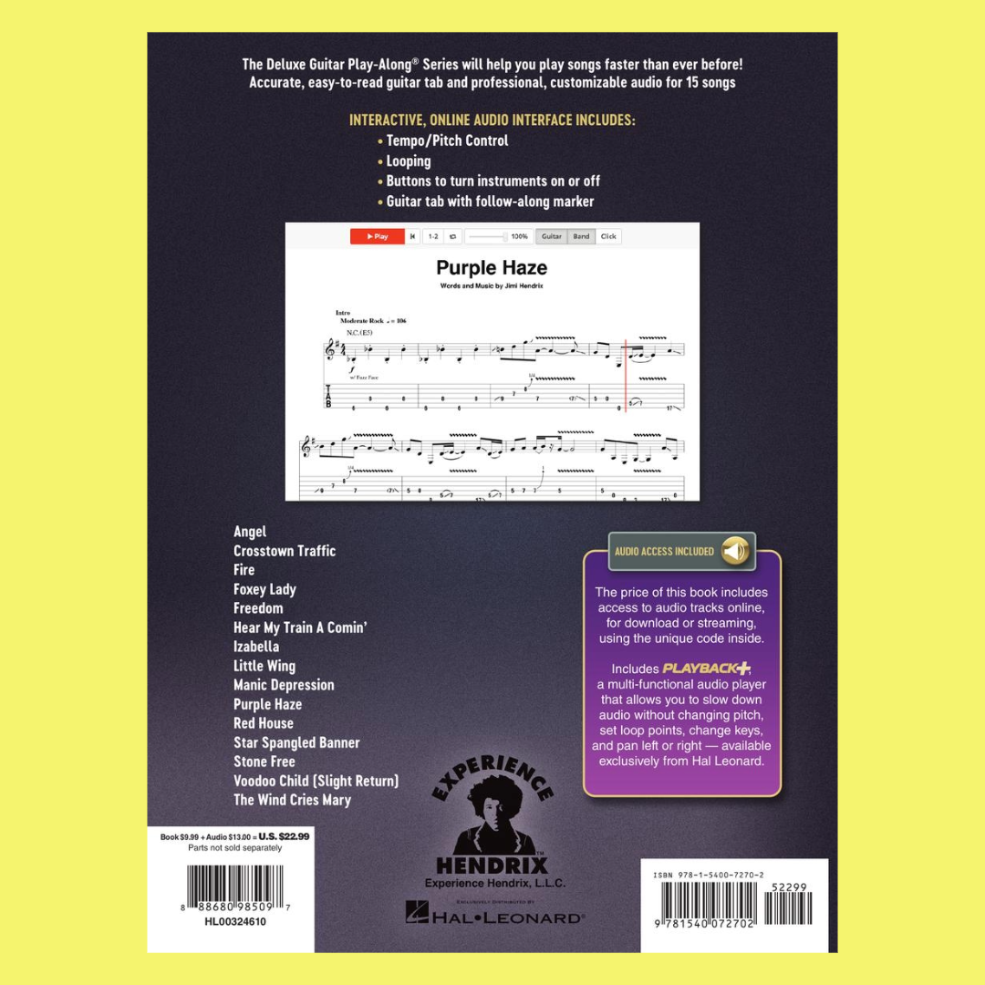 Jimi Hendrix Deluxe Guitar Play Along Volume 24 Book/Ola