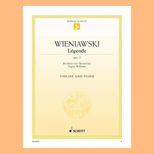 Henri Wieniawski - Legende Op 17 Violin with Piano Accompaniment Book
