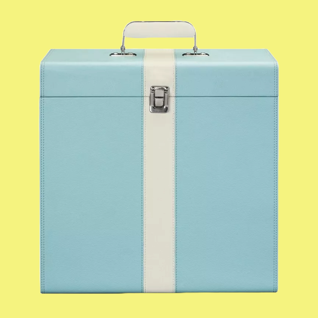 Vintage Style 25 LP Storage Case - Baby Blue and White