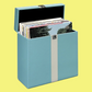 Vintage Style 25 LP Storage Case - Baby Blue and White