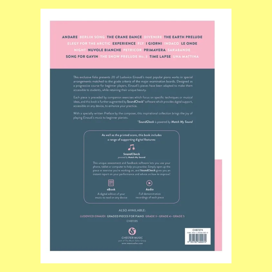 Ludovico Einaudi - Graded Pieces for Piano Preparatory to Grade 2 Book (20 Pieces)