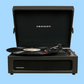 Crosley Voyager Bluetooth Portable Turntable + Bundled Majority D40 Bluetooth Speakers (Black)