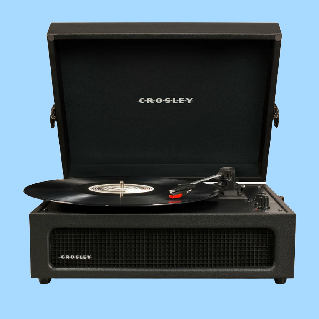 Crosley Voyager Bluetooth Portable Turntable + Bundled Majority D40 Bluetooth Speakers (Black)