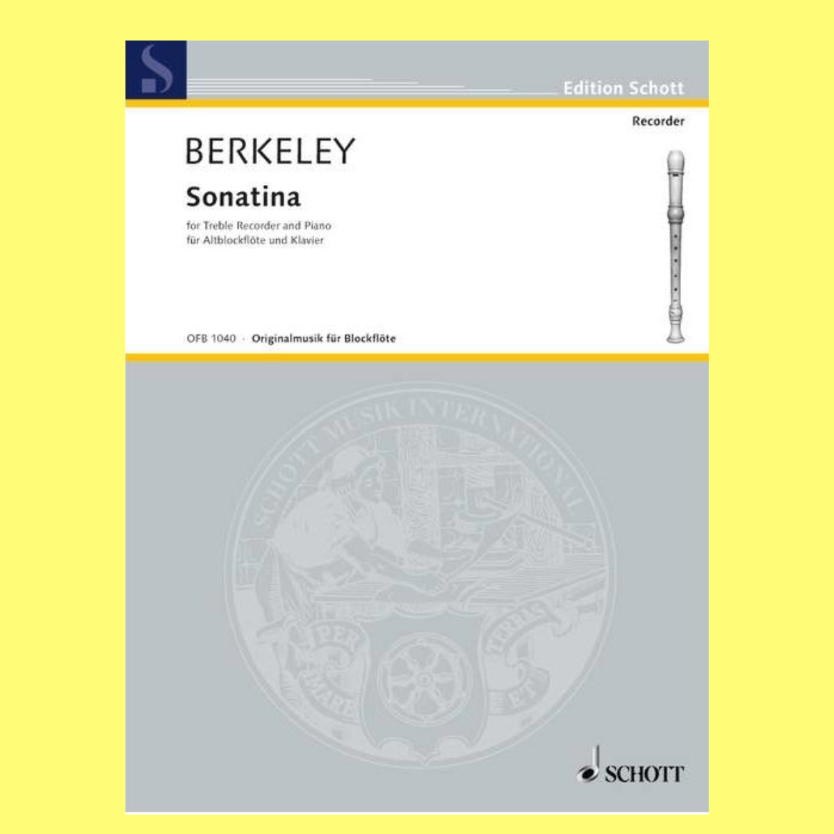Berkeley - Sonatina Flute Or Treble Recorder with Piano Accompaniment Book