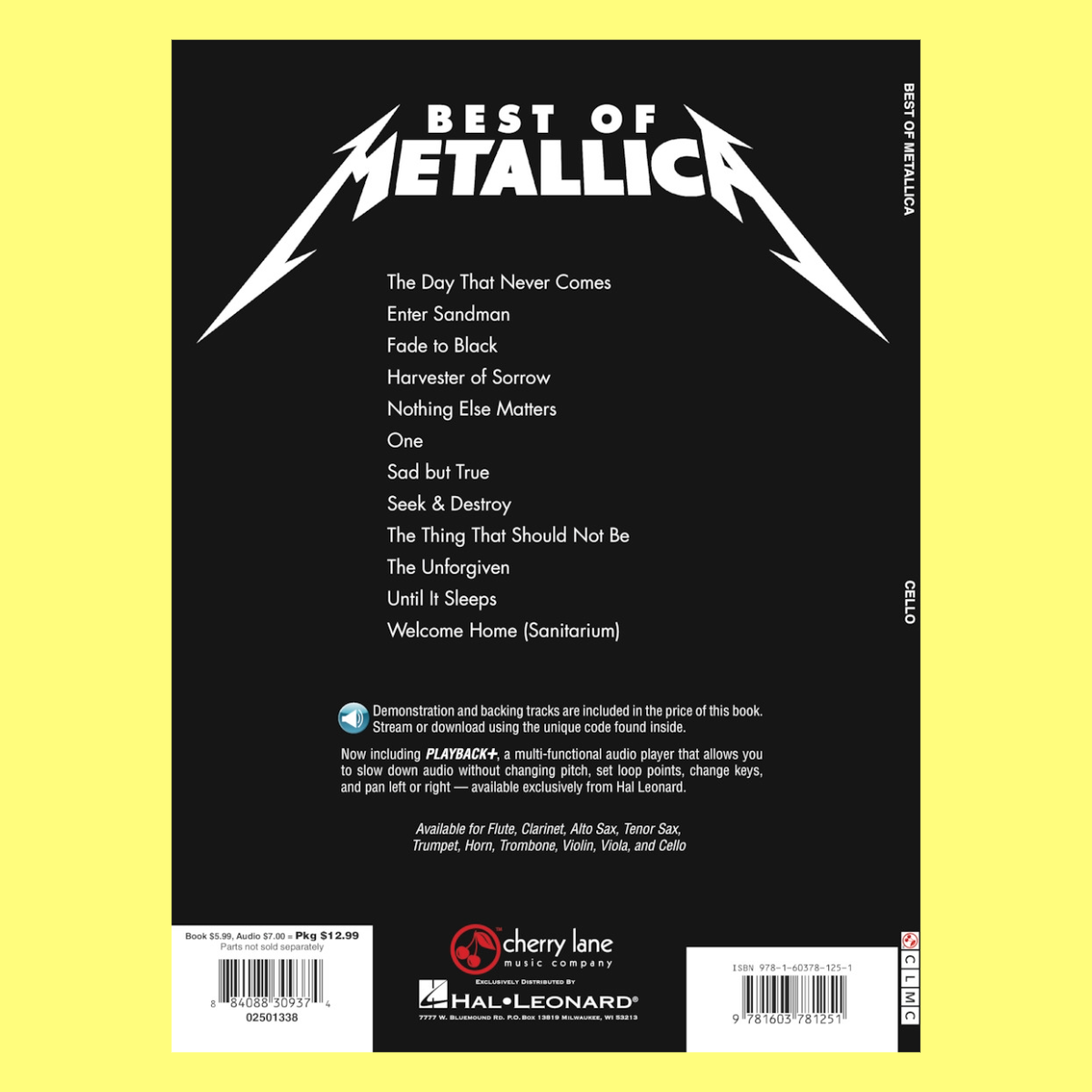 Best Of Metallica For Cello Play Along Book/Ola