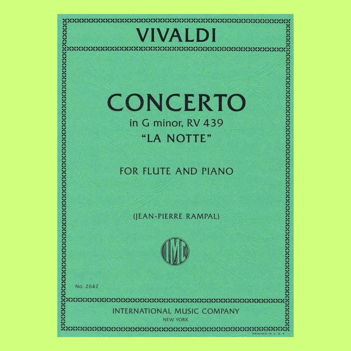 Vivaldi - Concerto in G Minor F VI No 13 (La Notte) Flute with Piano Accompaniment Book