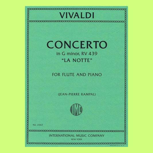 Vivaldi - Concerto in G Minor F VI No 13 (La Notte) Flute with Piano Accompaniment Book