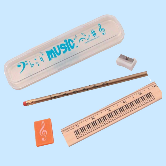 Pencil Case Set - Blue Music Design