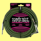 Ernie Ball 5.5 Metre Braided Straight / Angle Instrument Cable (Black/Green)