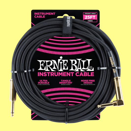 Ernie Ball 7.5 Metre Braided Straight / Angle Instrument Cable (Black)
