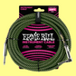 Ernie Ball 7.5 Metre Braided Straight / Angle Instrument Cable (Black/Green)