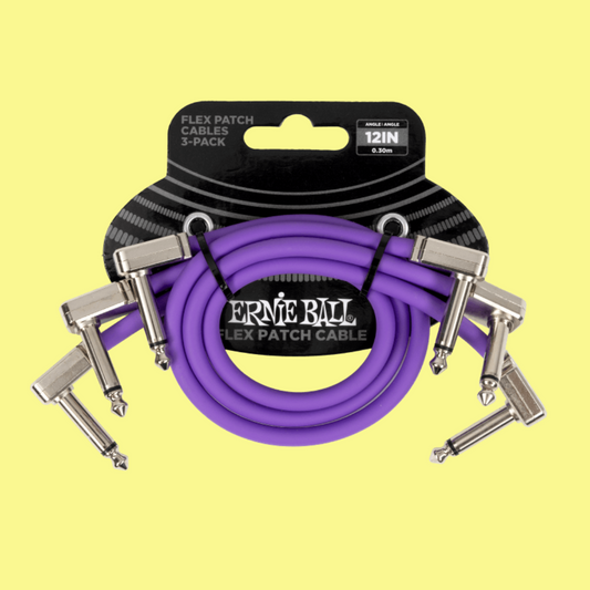 Ernie Ball Flex Patch Single Cable (12 inch in Purple) 3 Pack