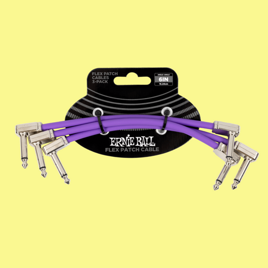 Ernie Ball Flex Patch Single Cable (6 Inch in Purple) - 3 Pack