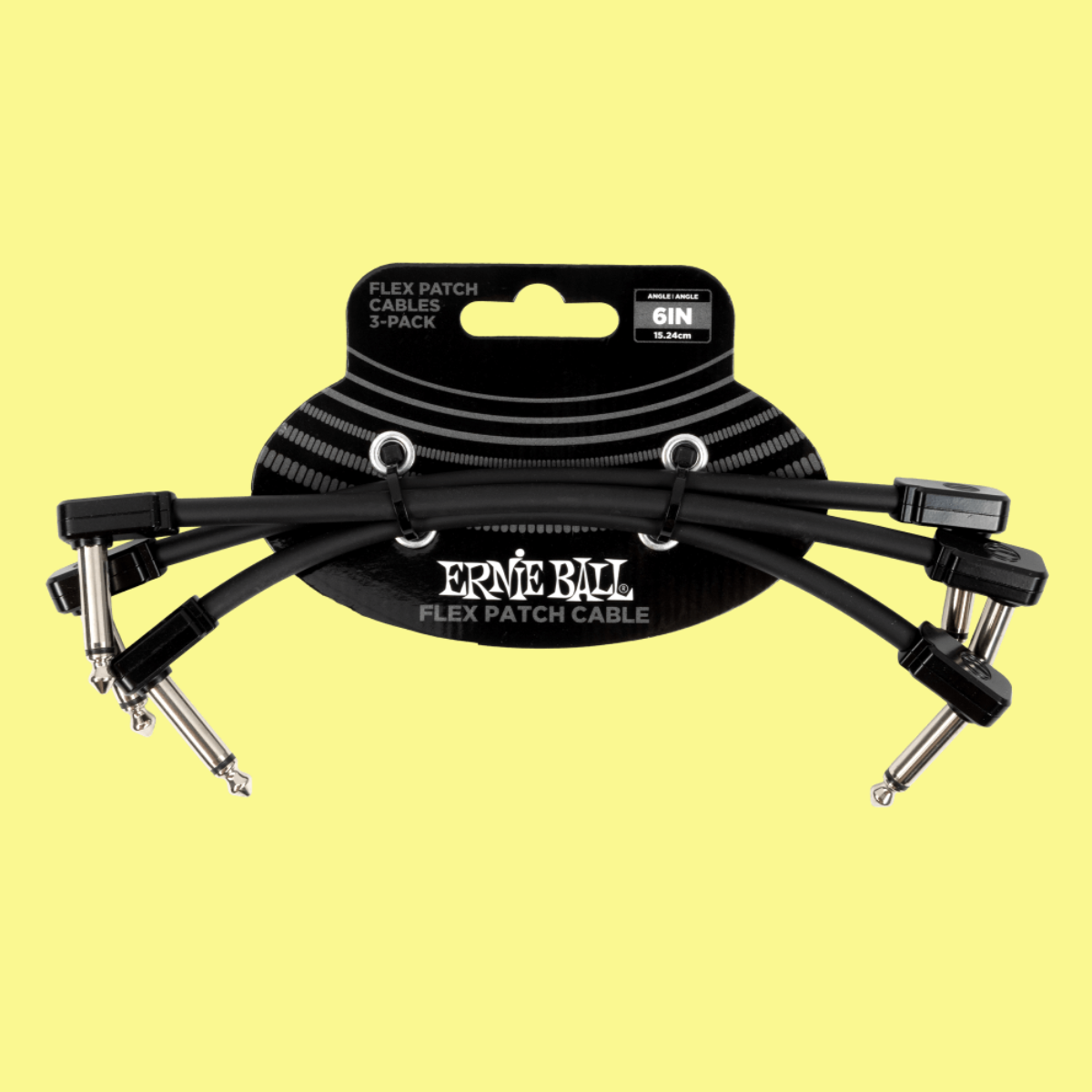Ernie Ball Flex Patch Single Cable (6 Inch in Black) - 3 Pack