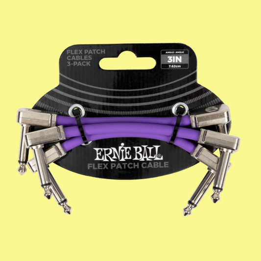 Ernie Ball Flex Patch Single Cable (3 inch in Purple) - 3 Pack