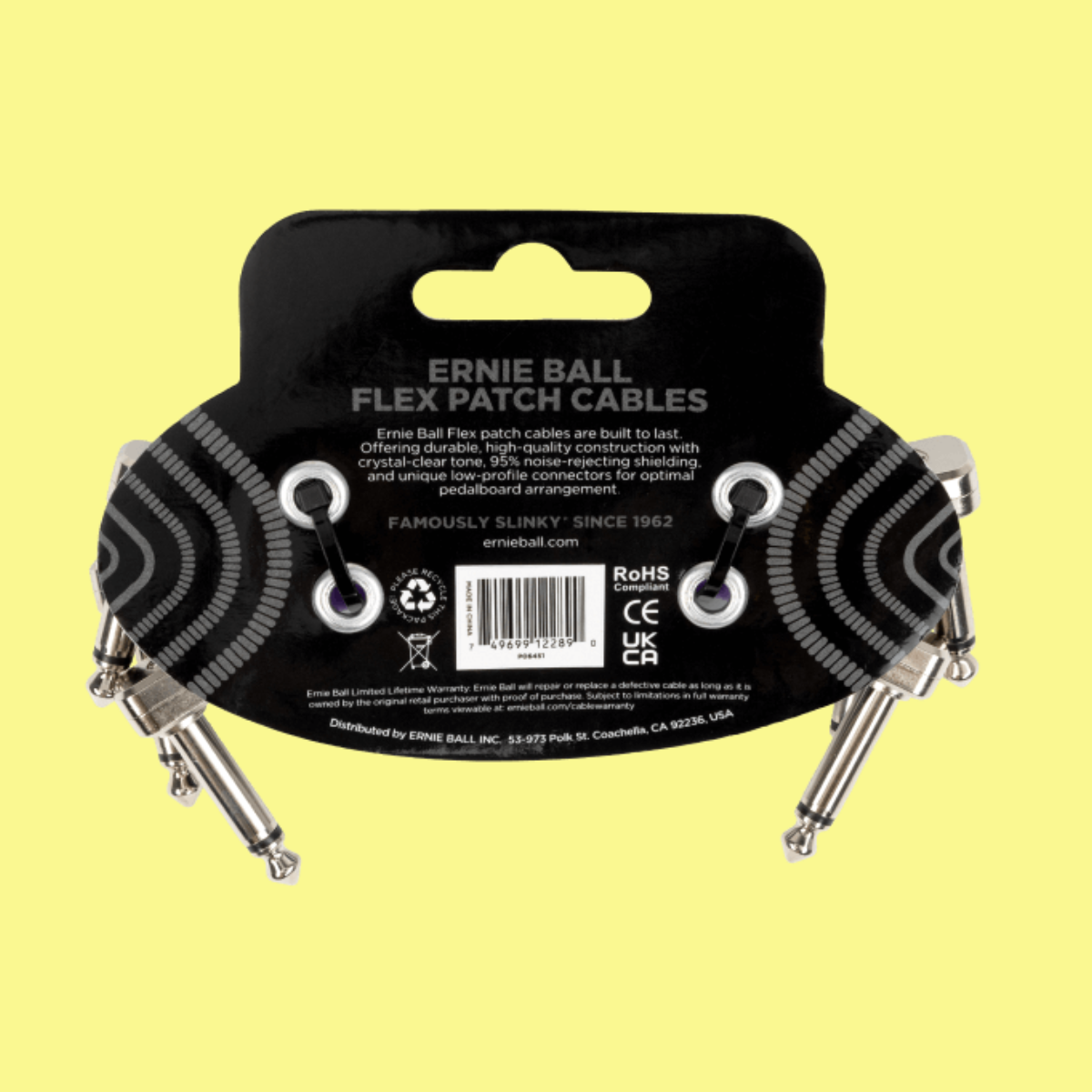 Ernie Ball Flex Patch Single Cable (3 inch in Purple) - 3 Pack