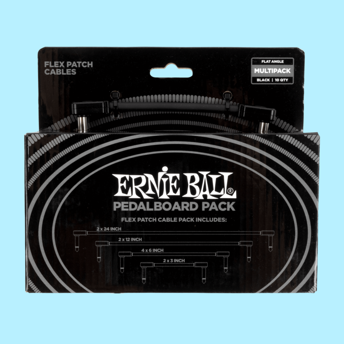 Ernie Ball Flex Patch Cables Pedalboard Multi-Pack in Black