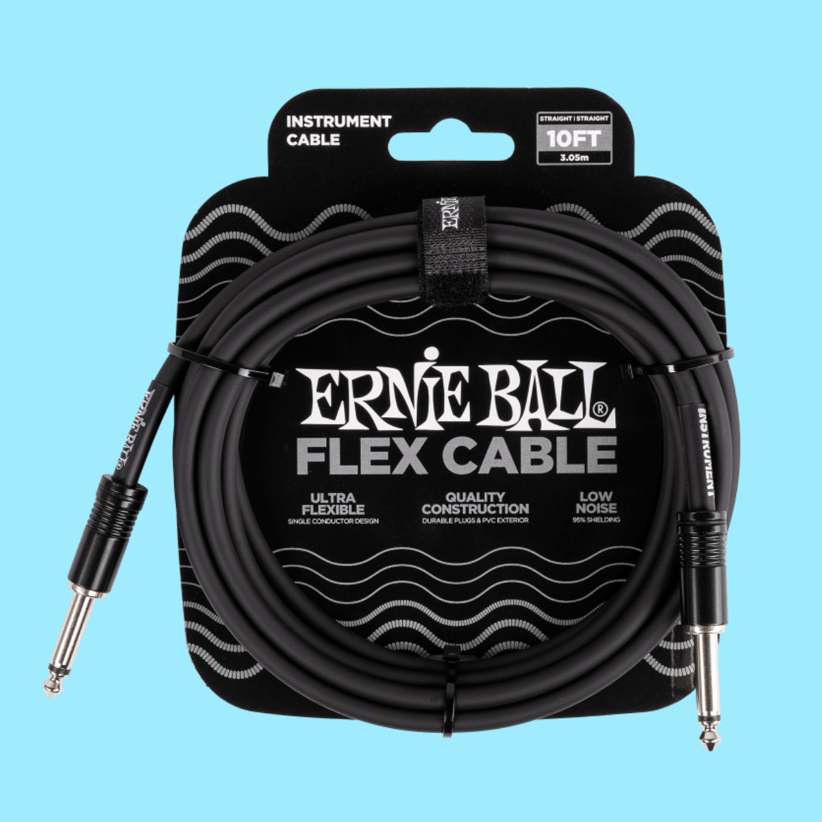 Ernie Ball Flex Instrument Cable Straight/Straight (10ft in Black)