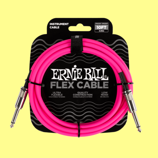 Ernie Ball Flex Instrument Cable Straight/Straight (10ft in Pink)